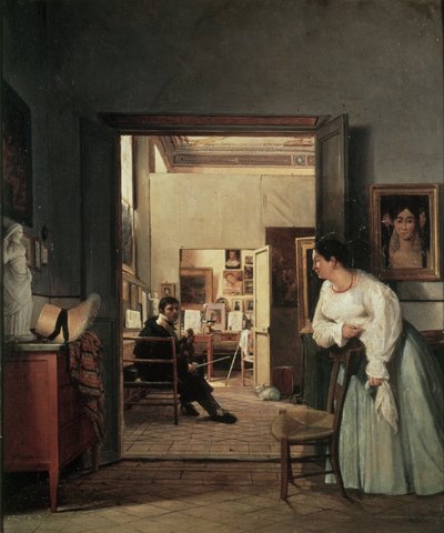 Das Atelier von Ingres in Rom, 1818 von Jean Alaux